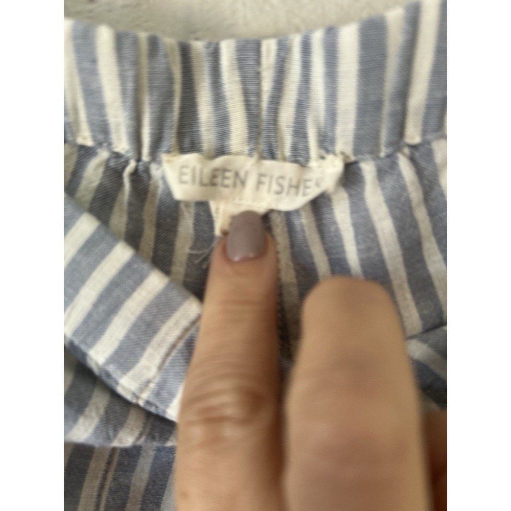 Eileen Fisher Women's Blue White Striped Hemp Organic Cotton Pull-On Pants XL - Picture 8 of 10